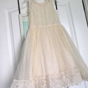 Flower girl wedding dress blush lace